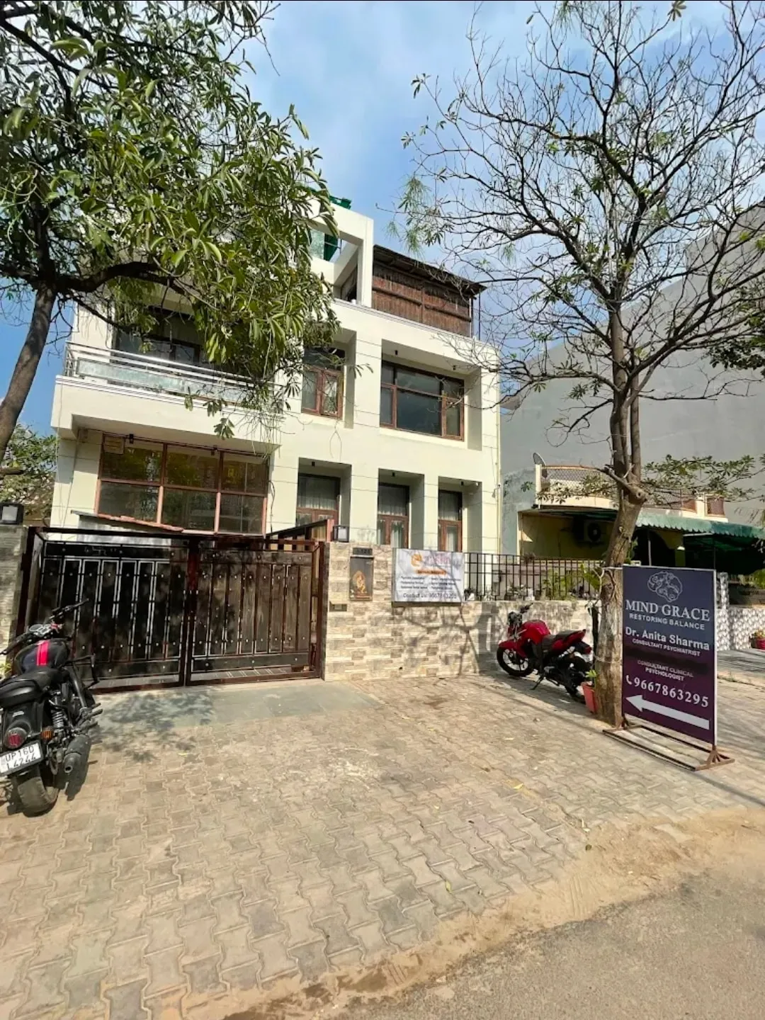Street view of Mind Grace Neuropsychiatric Clinic and AASHA Child Development Centre located in Greater Noida, Uttar Pradesh